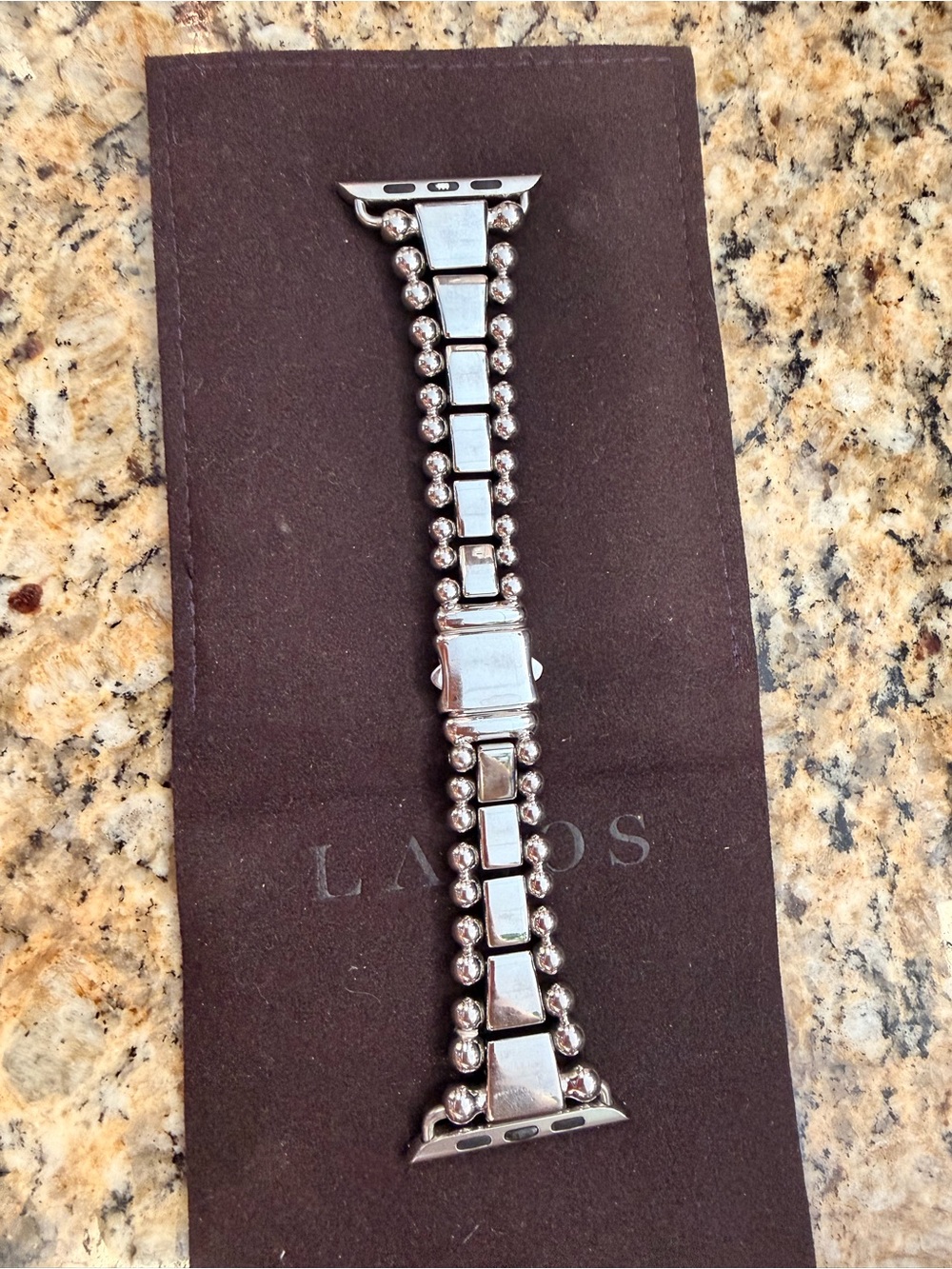 LAGOS Silver-Tone Tile and Bead Apple Watch Band - Picture 2 of 3